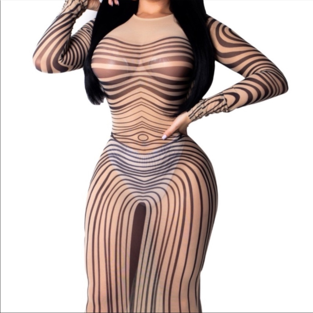 Callie_Lives | White Chico Mesh Long Sleeves Maxi Coverup Dress